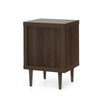 Minie Nightstand with 1 Drawer, Shelf, Modern White and Walnut Brown
