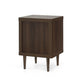 Minie Nightstand with 1 Drawer, Shelf, Modern White and Walnut Brown