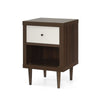 Minie Nightstand with 1 Drawer Shelf Modern White and Walnut Brown BM324451