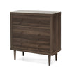 Minie Nightstand with 3 Drawers, Rubberwood Legs, Walnut Brown Wood