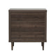 Minie Nightstand with 3 Drawers, Rubberwood Legs, Walnut Brown Wood