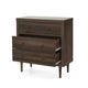 Minie Nightstand with 3 Drawers, Rubberwood Legs, Walnut Brown Wood