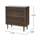 Minie Nightstand with 3 Drawers, Rubberwood Legs, Walnut Brown Wood