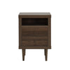 Minie Nightstand with 2 Drawers Shelf Rubberwood Legs Walnut Brown