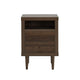 Minie Nightstand with 2 Drawers Shelf Rubberwood Legs Walnut Brown
