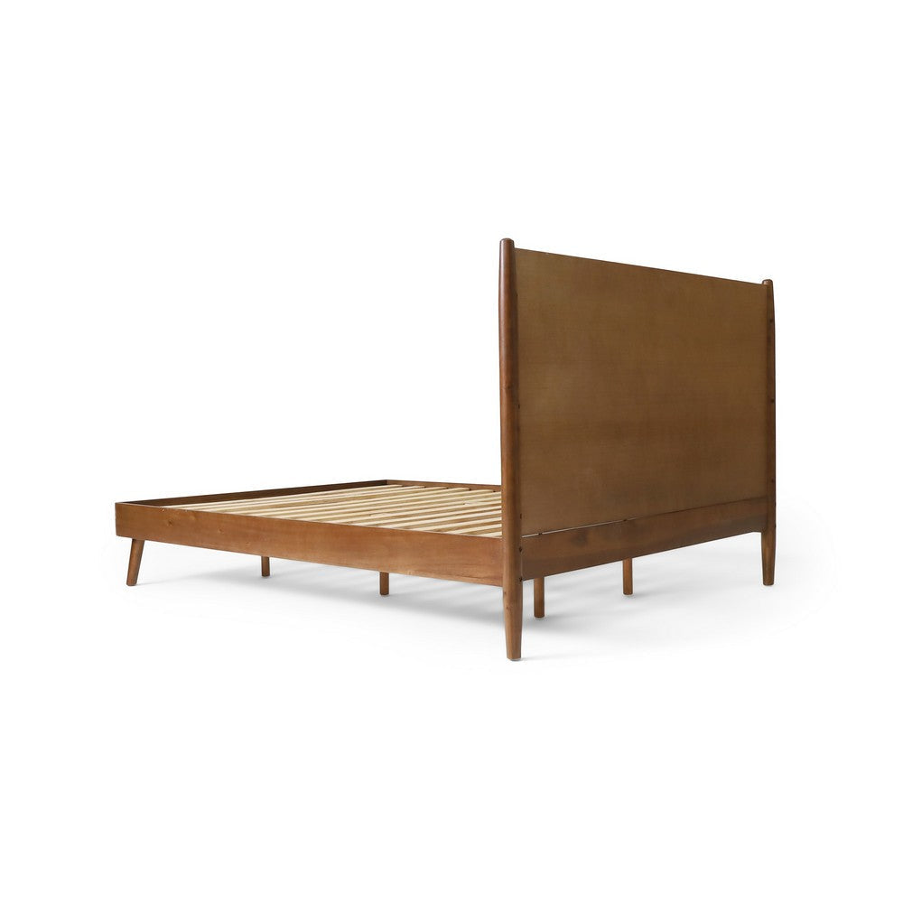 Ozzy Queen Size Bed Panel Headboard Design Rich Brown Acacia Wood