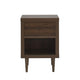 Minie Nightstand with 1 Drawer, Shelf, Rubberwood Legs, Walnut Brown