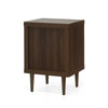 Minie Nightstand with 1 Drawer, Shelf, Rubberwood Legs, Walnut Brown