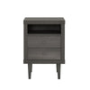 Minie Nightstand with 2 Drawers, Shelf, Rubberwood Legs, Dark Gray