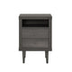 Minie Nightstand with 2 Drawers, Shelf, Rubberwood Legs, Dark Gray