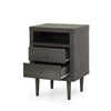 Minie Nightstand with 2 Drawers, Shelf, Rubberwood Legs, Dark Gray
