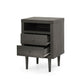 Minie Nightstand with 2 Drawers, Shelf, Rubberwood Legs, Dark Gray