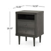 Minie Nightstand with 2 Drawers Shelf Rubberwood Legs Dark Gray