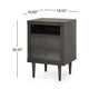 Minie Nightstand with 2 Drawers, Shelf, Rubberwood Legs, Dark Gray