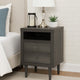 Minie Nightstand with 2 Drawers Shelf Rubberwood Legs Dark Gray