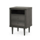 Minie Nightstand with 2 Drawers Shelf Rubberwood Legs Dark Gray