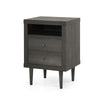 Minie Nightstand with 2 Drawers, Shelf, Rubberwood Legs, Dark Gray