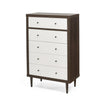Minie Tall Dresser Chest, 4 Drawers, Rubberwood White, Walnut Brown