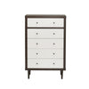 Minie Tall Dresser Chest, 4 Drawers, Rubberwood White, Walnut Brown