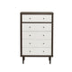 Minie Tall Dresser Chest, 4 Drawers, Rubberwood White, Walnut Brown