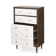 Minie Tall Dresser Chest, 4 Drawers, Rubberwood White, Walnut Brown