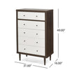 Minie Tall Dresser Chest, 4 Drawers, Rubberwood White, Walnut Brown