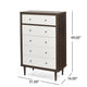 Minie Tall Dresser Chest, 4 Drawers, Rubberwood White, Walnut Brown