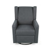 Glider Recliner Chair with Swivel, Birch Wood and Charcoal Gray Fabric