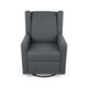 Glider Recliner Chair with Swivel, Birch Wood and Charcoal Gray Fabric
