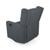 Glider Recliner Chair with Swivel, Birch Wood and Charcoal Gray Fabric