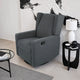 Glider Recliner Chair with Swivel, Birch Wood and Charcoal Gray Fabric