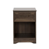 Vinie Nightstand with 1 Drawer and Open Shelf, Modern Walnut Brown