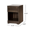 Vinie Nightstand with 1 Drawer and Open Shelf, Modern Walnut Brown