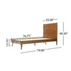 Ozzy Twin Size Bed with Panel Headboard, Classic Brown Acacia Wood