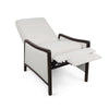 Reina Recliner Chair with Push-Back, Brown Birch Wood, Beige Fabric