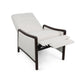 Reina Recliner Chair with Push-Back, Brown Birch Wood, Beige Fabric