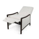 Reina Recliner Chair with Push-Back, Brown Birch Wood, Beige Fabric