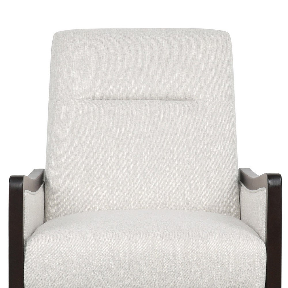 Reina Recliner Chair with Push-Back, Brown Birch Wood, Beige Fabric