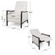 Reina Recliner Chair with Push-Back, Brown Birch Wood, Beige Fabric