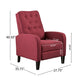 Push Back Recliner Chair, Birch Wood Legs, Red Button Tufted Polyester