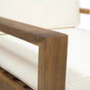 Outdoor Accent Chair, Slat Panel, Wire Brush Acacia Wood, Ivory Fabric
