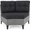 Rune Outdoor Curved 4 Seater Sofa PE Rattan Weave Iron Gray Fabric BM324475