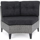 Rune Outdoor Curved 4 Seater Sofa PE Rattan Weave Iron Gray Fabric BM324475