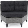 Rune Outdoor Curved 4 Seater Sofa, PE Rattan Weave, Iron, Gray Fabric