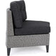 Rune Outdoor Curved 4 Seater Sofa, PE Rattan Weave, Iron, Gray Fabric
