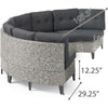 Rune Outdoor Curved 4 Seater Sofa, PE Rattan Weave, Iron, Gray Fabric