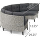 Rune Outdoor Curved 4 Seater Sofa, PE Rattan Weave, Iron, Gray Fabric