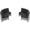 Rune Outdoor Curved 4 Seater Sofa, PE Rattan Weave, Iron, Gray Fabric