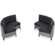 Rune Outdoor Curved 4 Seater Sofa, PE Rattan Weave, Iron, Gray Fabric