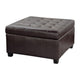 Cindy Storage Ottoman 31 Inch Birch Wood Brown Waffle Faux Leather BM324476